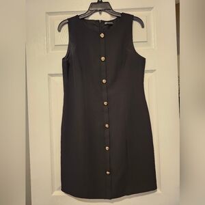 PrettyGarden Black Gold Button Front Sleeveless Dress Size Small